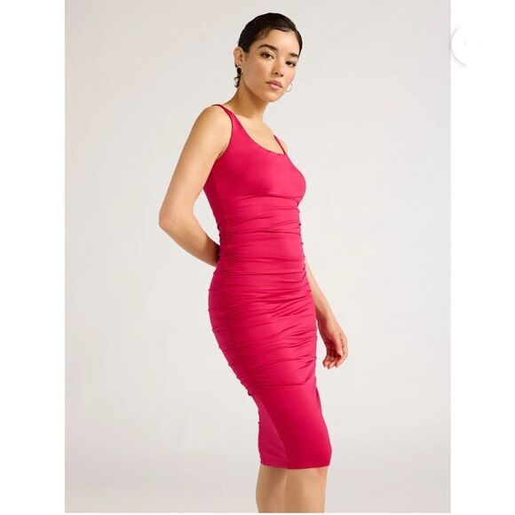 Sofia Womens Body Sculpting Ruched Tank Dress, Below Knee Length Size XXXL - Picture 3 of 6